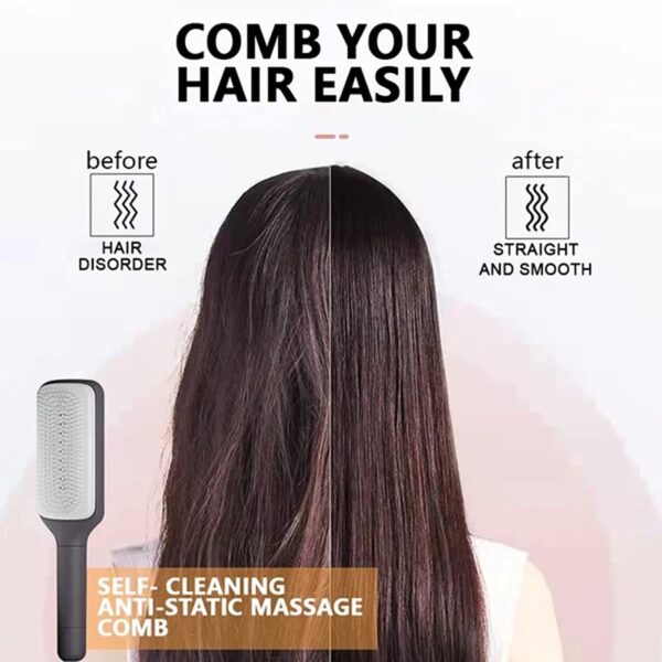 New 4-in-1 Self-Cleaning Anti-Static Massage Hair Brush - Image 4