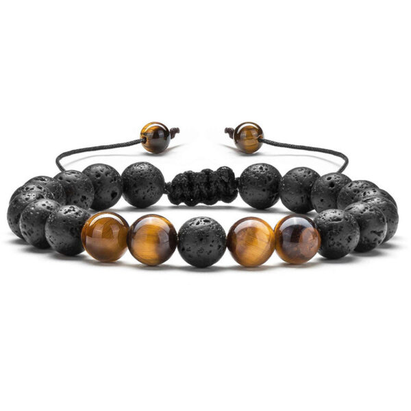 Pair of Matte Black Agate and Tiger Eye Beaded Bracelets - Image 3