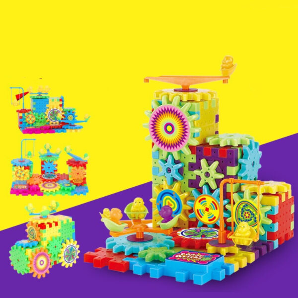 Educational 3D Building Kits: Kids' Electric Gears Plastic Brick Blocks - Image 4