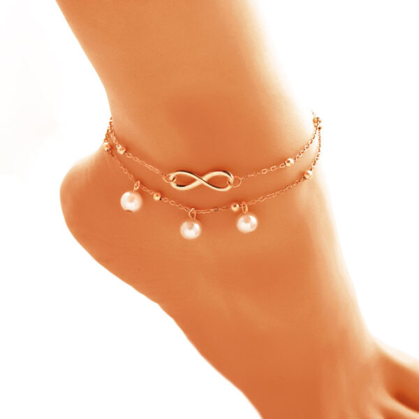 Double-layer Pearls with 8-shaped Anklet