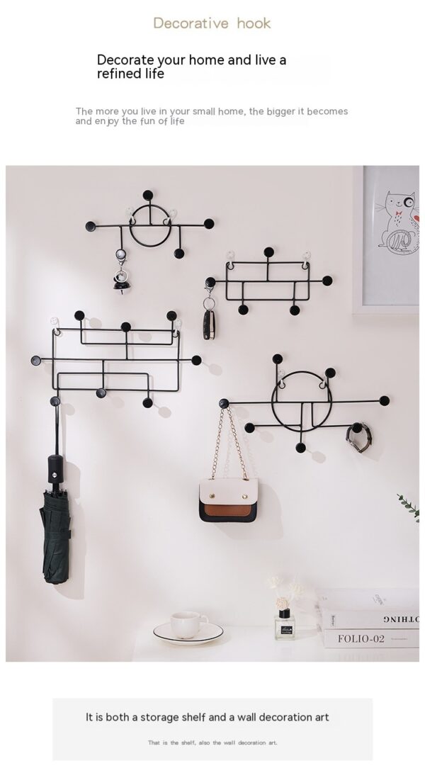 Decorative Iron Hook: Key Hanger & Coat Rack (Punch-free) - Image 5