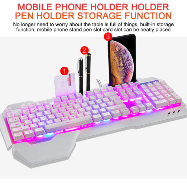 Wired Gaming Keyboard: Ergonomic Design, RGB Backlight, & Phone Holder - Image 2