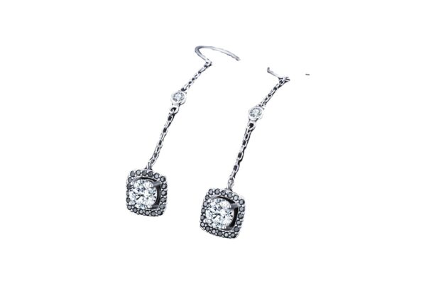 Elegant Long Copper-Plated Zircon Earrings - Image 2