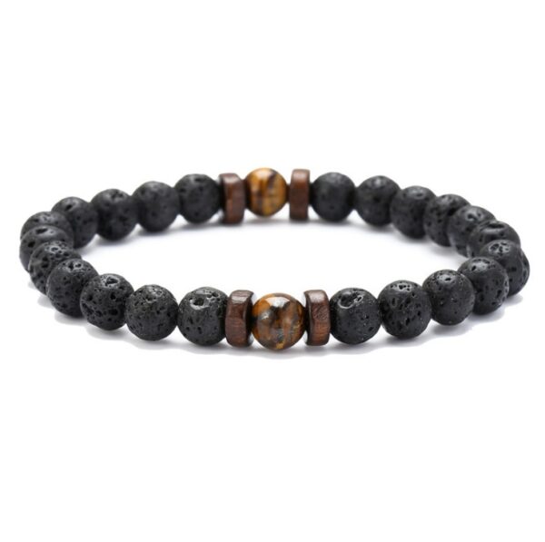 Personality Men's Black Volcanic Stone Bracelet - Image 5