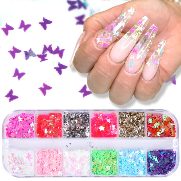 Symphony butterfly sequin nail decoration - Image 5