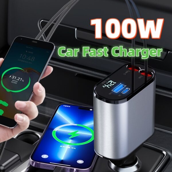 Supercharge Your Devices: 100W Car Charger with USB & USB-C