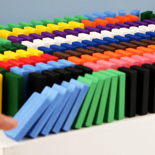 Rainbow Wooden Dominoes: A Colorful Building Toy for Kids - Image 4