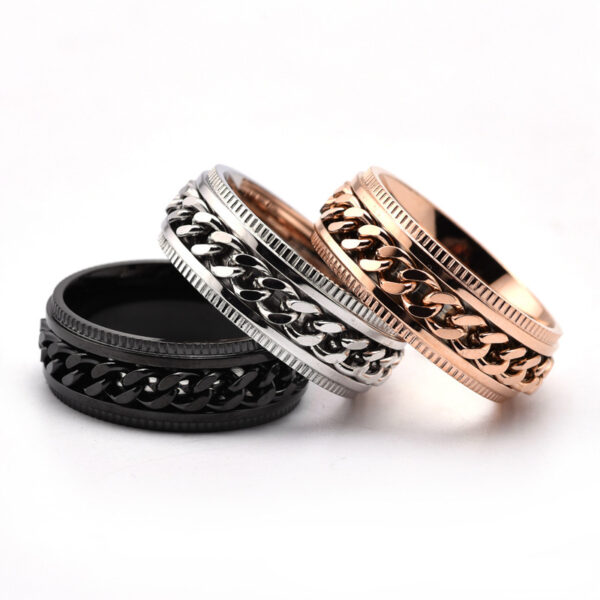 Mens Stainless Steel Spinner Rings Men Cool Fidget Band - Image 3