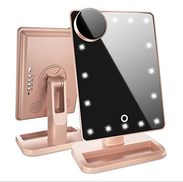 Touch Screen Makeup Mirror With 20 LED Light and Bluetooth Music Speaker