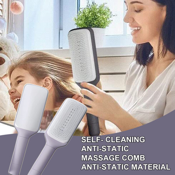 New 4-in-1 Self-Cleaning Anti-Static Massage Hair Brush - Image 10