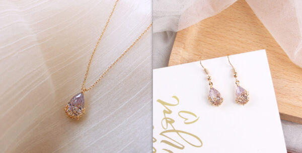 Water Drop Crystal Pendant Necklace - Image 4