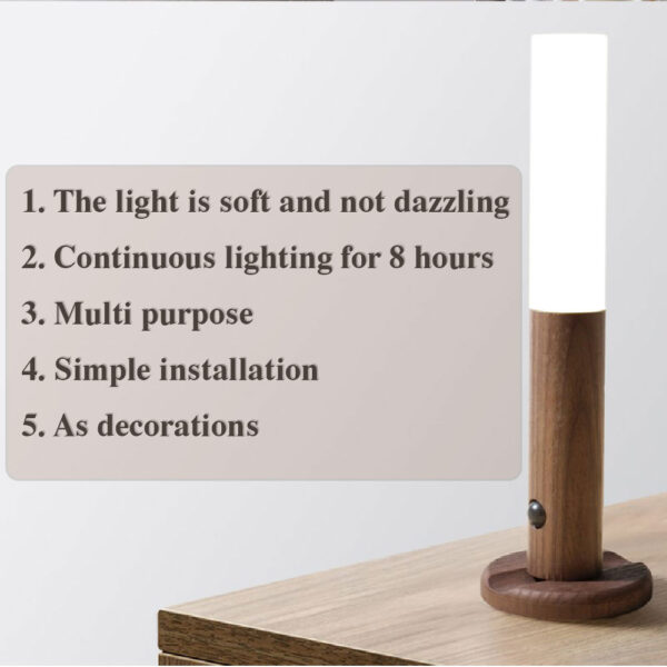 USB Auto Wireless LED Magnetic Wood Night Light - Image 10