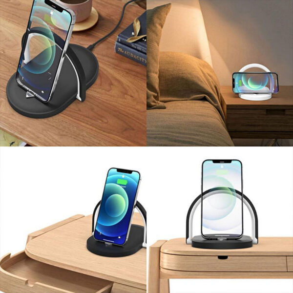 Stonego Foldable Wireless Charging Station: Enjoy fast 15W wireless charging, a convenient LED night light, and space-saving 3-in-1 design. - Image 7