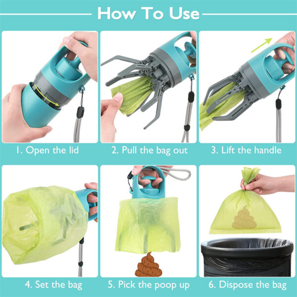 Portable Lightweight Dog Pooper Scooper With Built-in Poop Bag Dispenser - Image 6