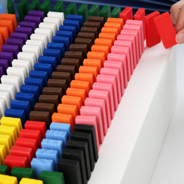 Rainbow Wooden Dominoes: A Colorful Building Toy for Kids - Image 3