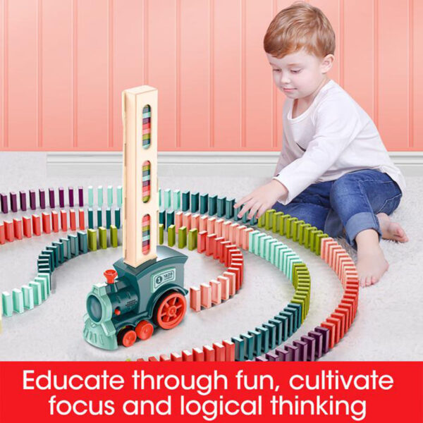 Electric Train Toy with Automatic Release, Domino Effect, and Building Blocks - Image 3