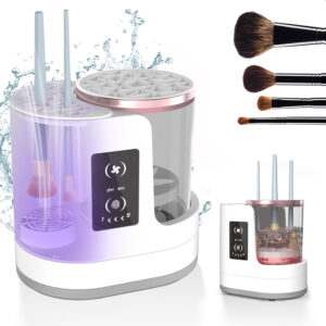 Rechargeable Electric Makeup Brush Cleaner with Dryer & Disinfecting Station | Automatic Cleaning Machine for All Brush Types
