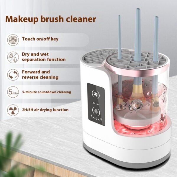 Rechargeable Electric Makeup Brush Cleaner with Dryer & Disinfecting Station | Automatic Cleaning Machine for All Brush Types - Image 5